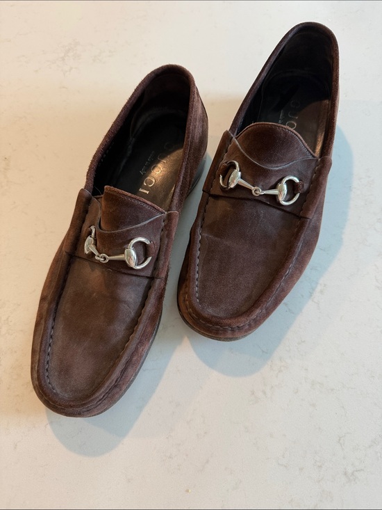 Gucci Mens Classic Brown Suede Horse Bit Loafers - Men main image 6